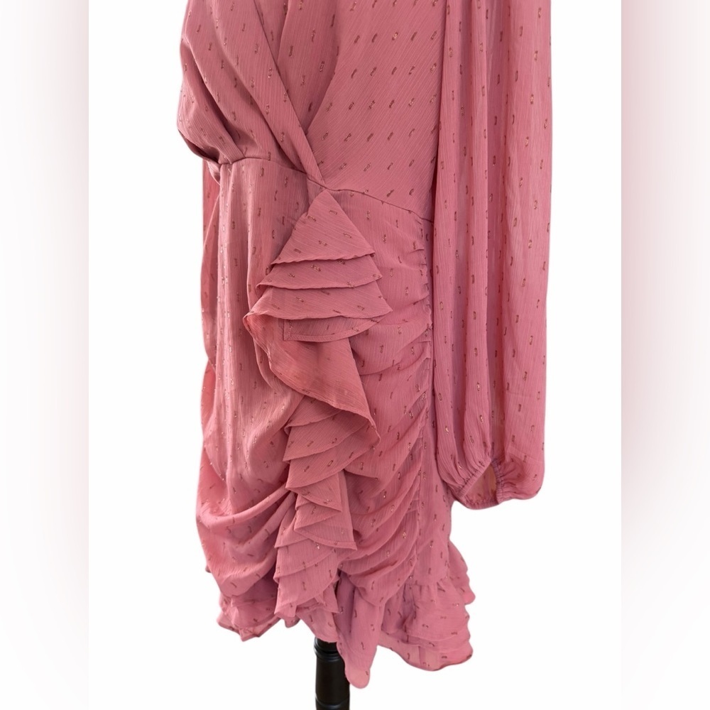Express Blush Pink Long Sleeve Ruffle Mini lDress - Picture 3 of 7